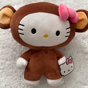 Hello Kitty Brown Monkey Plush with Pink Bow
